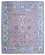 Soft Pink Contempary 8x10 Area Rug Floral Hand Knotted Rug Soft Wool Rug Handmade Rug Living Room Rug Bedroom Rug Hallway Rug Dinning Rugs - Image 3