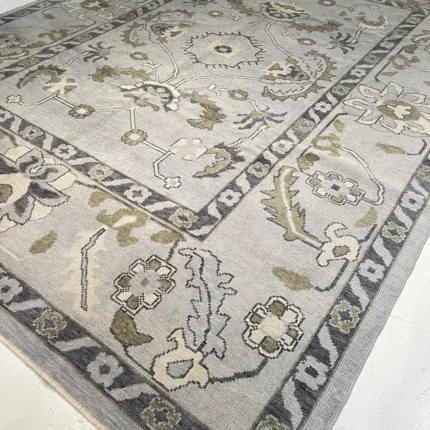 Gray Large Area Rug 10x14 Turkish Oushak Rug Contempory Rug Floal Rug Abstrect Rug Made To Order Rug For Living Room Bedroom Hallway Rug