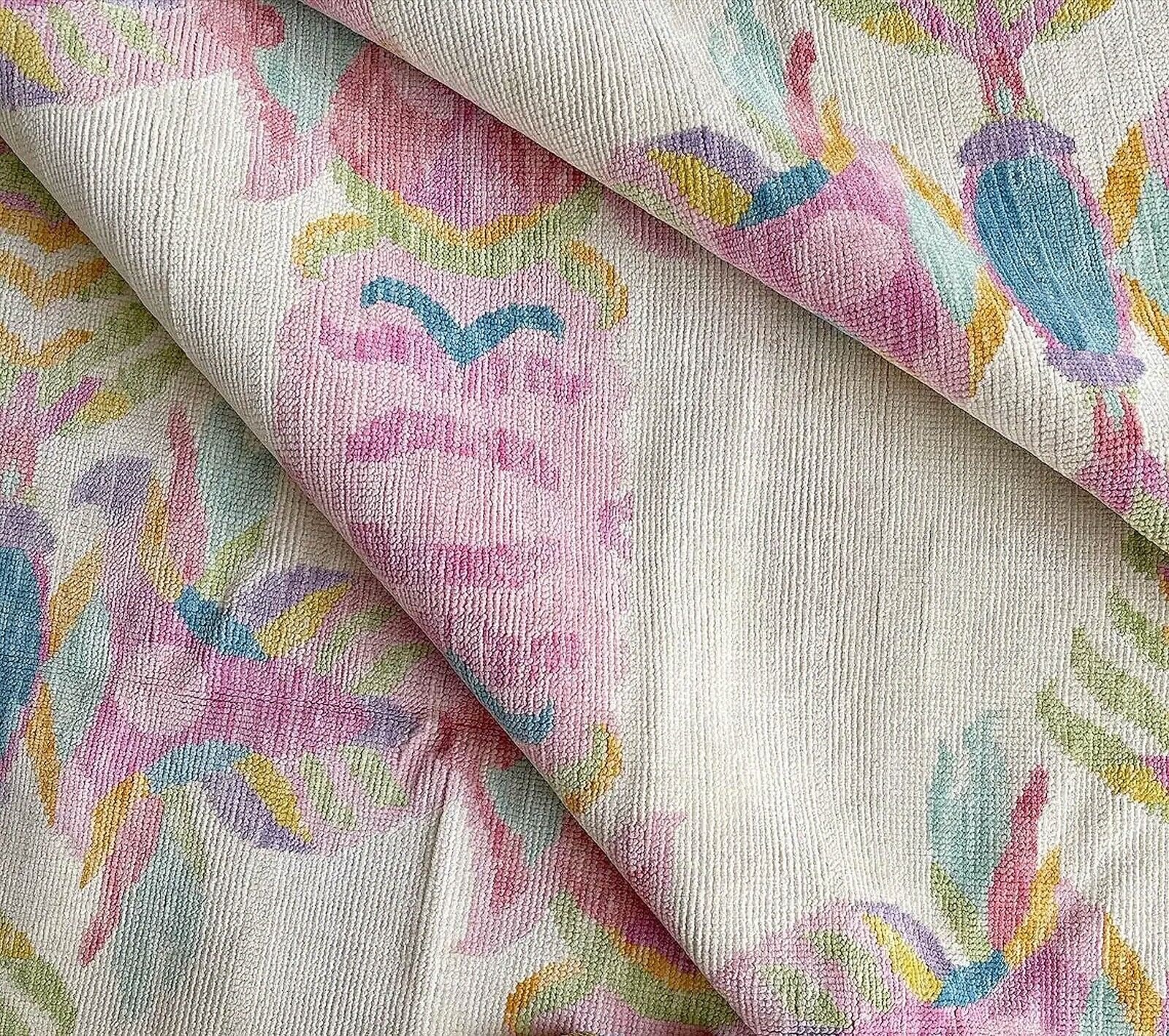 White Colorfull 8X10 Area Rug Bright Oushak Rug Modern Rug 8x10,9x12,10x14 Contepory Hand Knotted Rug Colorful Cotton Rug, Geometric Rugs