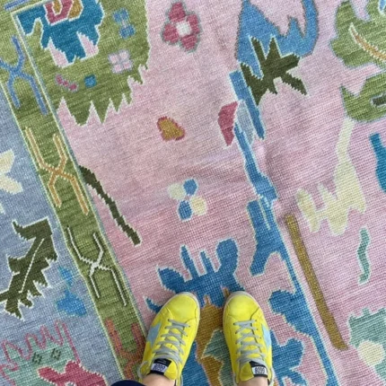 Pink and Green Oushak Rug Living Room Oriental Oushak Rug Vintage Persian Rug Muted Oushak All Size Customize