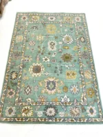 Green Soft Low Pile Hand Knotted Rug 8x10 Floral 100% Handmade Turkish Knot Rug Made To Order 8x10/9x12/10x14 Abstrect Area Rug Hallway - Image 5