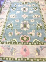Gray Floral Green Accent Oushak Rug 8x10 Turkish Area Green Rug Beige accent Wool Rug Muted Turkish Rug For Living Room Area Rug 8x10/9x12 - Image 5