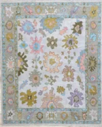 Gray Floral Green Accent Oushak Rug 8x10 Turkish Area Green Rug Beige accent Wool Rug Muted Turkish Rug For Living Room Area Rug 8x10/9x12 - Image 4
