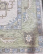 Contemporary 9x12 Gray And Green Accent Rug Oushak Rug For Living Room Floral Rug, Abstrect Rug, Home Decore Rug, Hallway Rug, Area Rug - Image 5