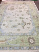 Contemporary 9x12 Gray And Green Accent Rug Oushak Rug For Living Room Floral Rug, Abstrect Rug, Home Decore Rug, Hallway Rug, Area Rug - Image 4