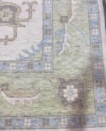Contemporary 9x12 Gray And Green Accent Rug Oushak Rug For Living Room Floral Rug, Abstrect Rug, Home Decore Rug, Hallway Rug, Area Rug - Image 3
