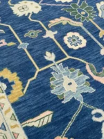 Navy Blue Bright Oushak Rug 8x10 Hand Knotted Wool Rug Colorfull Rug, Abstrect Rug, Oriental Rug, Rug For Living Room/8x10/9x12/10x14/12x15