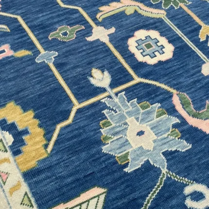 Navy Blue Bright Oushak Rug 8x10 Hand Knotted Wool Rug Colorfull Rug, Abstrect Rug, Oriental Rug, Rug For Living Room/8x10/9x12/10x14/12x15