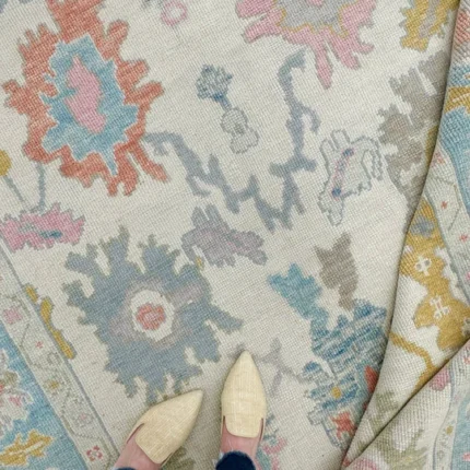 Light Grey and Blue Oushak Rug Living Room Oriental Oushak Rug Vintage Persian Rug Muted Oushak All Size Customize