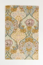 Anthropologie rug Hand-Tufted Tali Rug Floral Design Wool Viscose Rug Persian Style Rug With Pop Of Green And Vibrant Viscose 5x8 6x9 RugS - Image 6