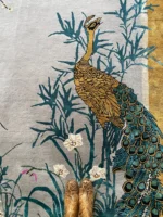 Dragon Florals Blue & Gold - Hand Tufted Rug Anthropologie rug for living room bedroom gift rug home decore items costom size rug available - Image 5