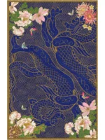 Dragon Florals Blue & Gold - Hand Tufted Rug Anthropologie rug for living room bedroom gift rug home decore items costom size rug available - Image 10