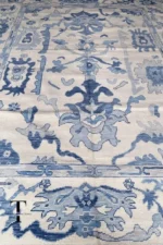 Hand-Knotted Blue Contempory Area Rug Floral Oushak Rug, Traditional Area Rug,Bedroom Rug, Turkish Design, Hallway Rug, 8x10/9x12/10x14