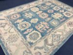 Blue And Beige Turkish Oushak Rug Contemporary Oushak 8x10 | Hand Knot Blue Oushak | Living Room traditional rug Living Room Rug Bedroom Rug