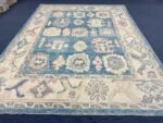 Blue And Beige Turkish Oushak Rug Contemporary Oushak 8x10 | Hand Knot Blue Oushak | Living Room traditional rug Living Room Rug Bedroom Rug - Image 4