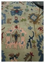 Hand Tufted Beige Blue And Peach Traditional Oushak desing Custom made wool area rug - Image 6