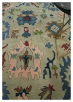 Hand TuftedLite Pink Hand Tufted Rug Green And Peach Traditional Oushak desing Custom made wool area rug 8x10/9x12/10x14 Hallway rug office - Image 10