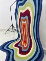 Irregular Shape Tufted Rug Multicolored Stripes, Hand-Tufted Wool Area Rug Carpet for Bedroom Aesthetics, Home, Living Room, Office, Kids RR - Image 4