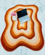 Irregular Shape Tufted Rug Multicolored Stripes, Hand-Tufted Wool Area Rug Carpet for Bedroom Aesthetics, Home, Living Room, Office, RR01 - Image 3