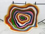 Irregular Shape Tufted Rug Multicolored Stripes, Hand-Tufted Wool Area Rug Carpet for Bedroom Aesthetics, Home, Living Room, Office, RR02