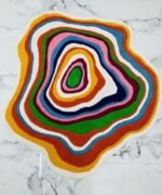 Irregular Shape Tufted Rug Multicolored Stripes, Hand-Tufted Wool Area Rug Carpet for Bedroom Aesthetics, Home, Living Room, Office, RR02 - Image 4
