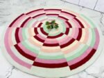 Irregular Shape Tufted Rug Multicolored Stripes, Hand-Tufted Wool Area Rug Carpet for Bedroom Aesthetics, Home, Living Room, Office, RR03