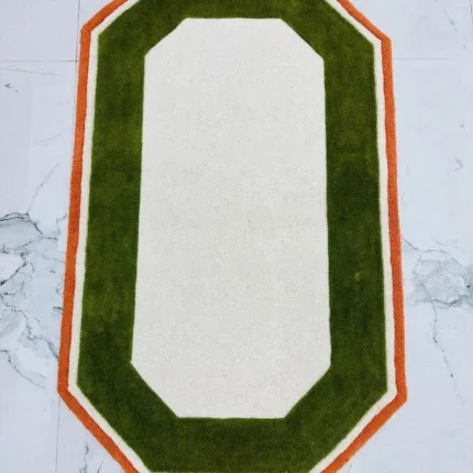 Irregular Shape Tufted Rug Multicolored Stripes, Hand-Tufted Wool Area Rug Carpet for Bedroom Aesthetics, Home, Living Room, Office, RR04