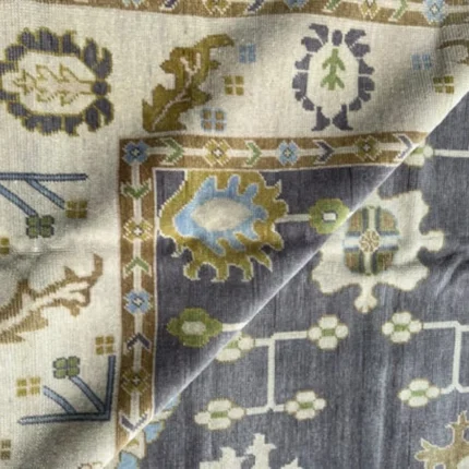 Dark Oushak rug | Designer Hand Knotted Turkish Oushak wool rug 5X8 6X9 8X10 9X12 10X14 Living Room Rug | Area Rug Carpet Home Decor Rug