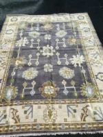 Dark Oushak rug | Designer Hand Knotted Turkish Oushak wool rug 5X8 6X9 8X10 9X12 10X14 Living Room Rug | Area Rug Carpet Home Decor Rug - Image 5