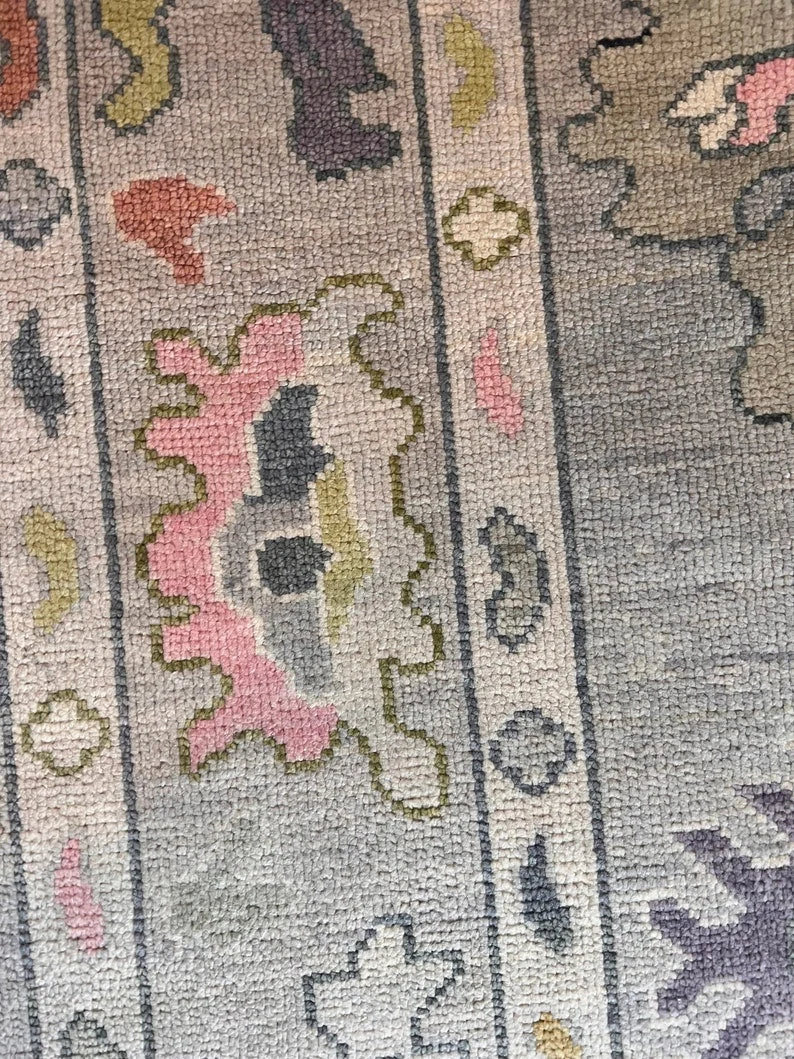 Light Gray Oushak rug | Designer Hand Knotted Turkish Oushak wool rug 5X8 6X9 8X10 9X12 10X14 Living Room Rug | Area Rug Carpet Home Decor - Image 4