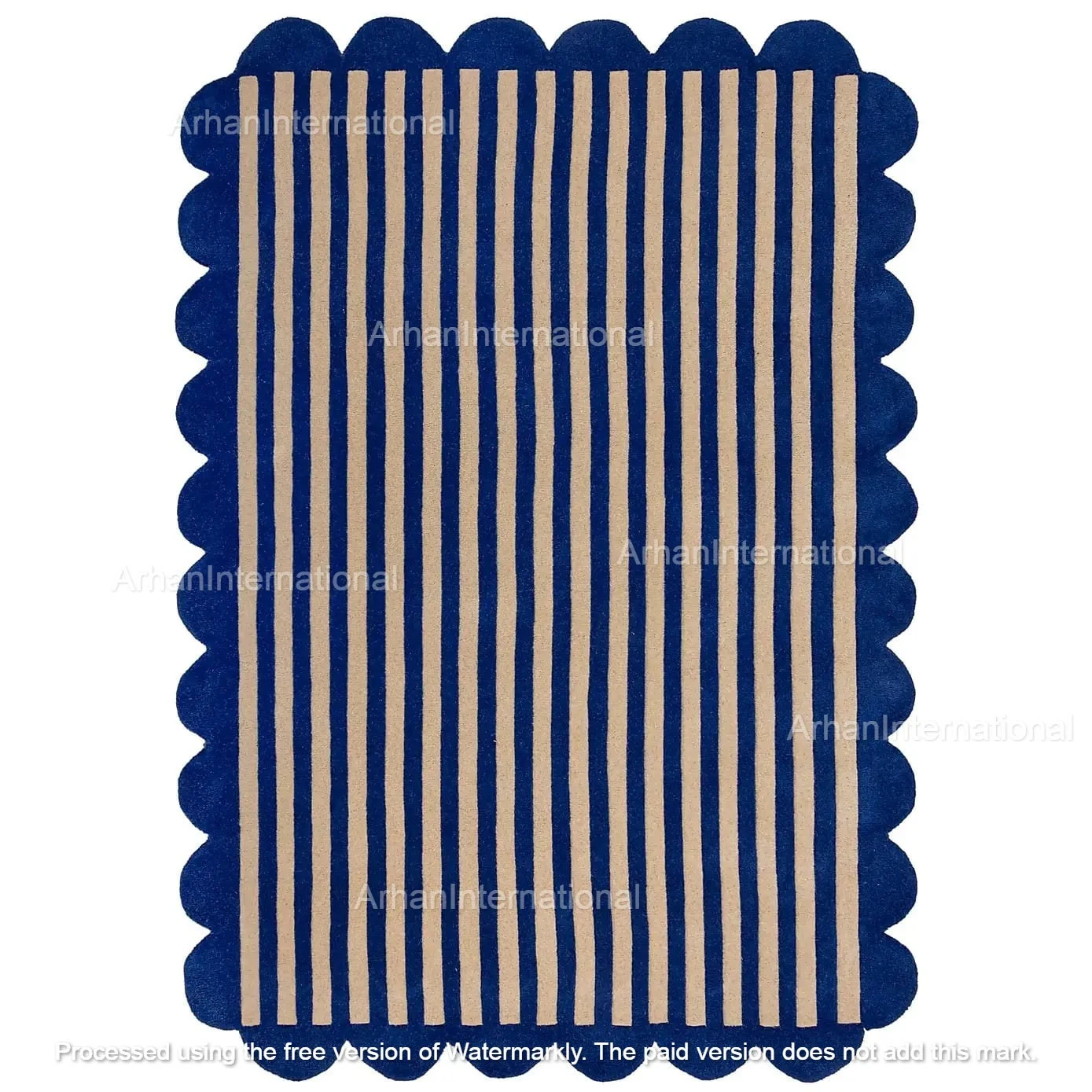 Milo Scallop Blue And Yellow Wool Rug Red/Blue - Image 3