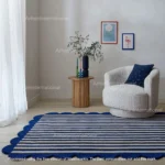 Milo Scallop Blue And Yellow Wool Rug Red/Blue
