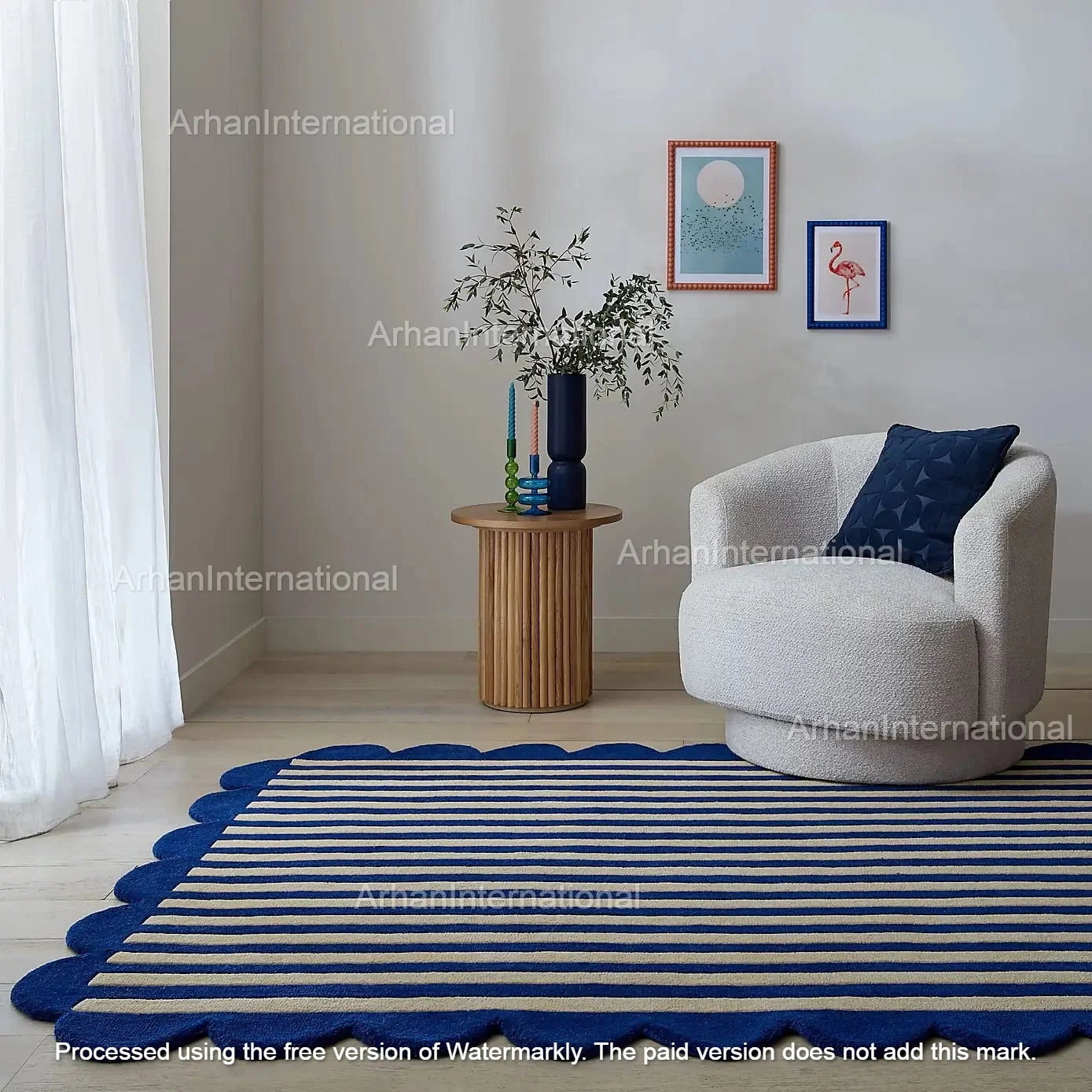 Milo Scallop Blue And Yellow Wool Rug Red/Blue