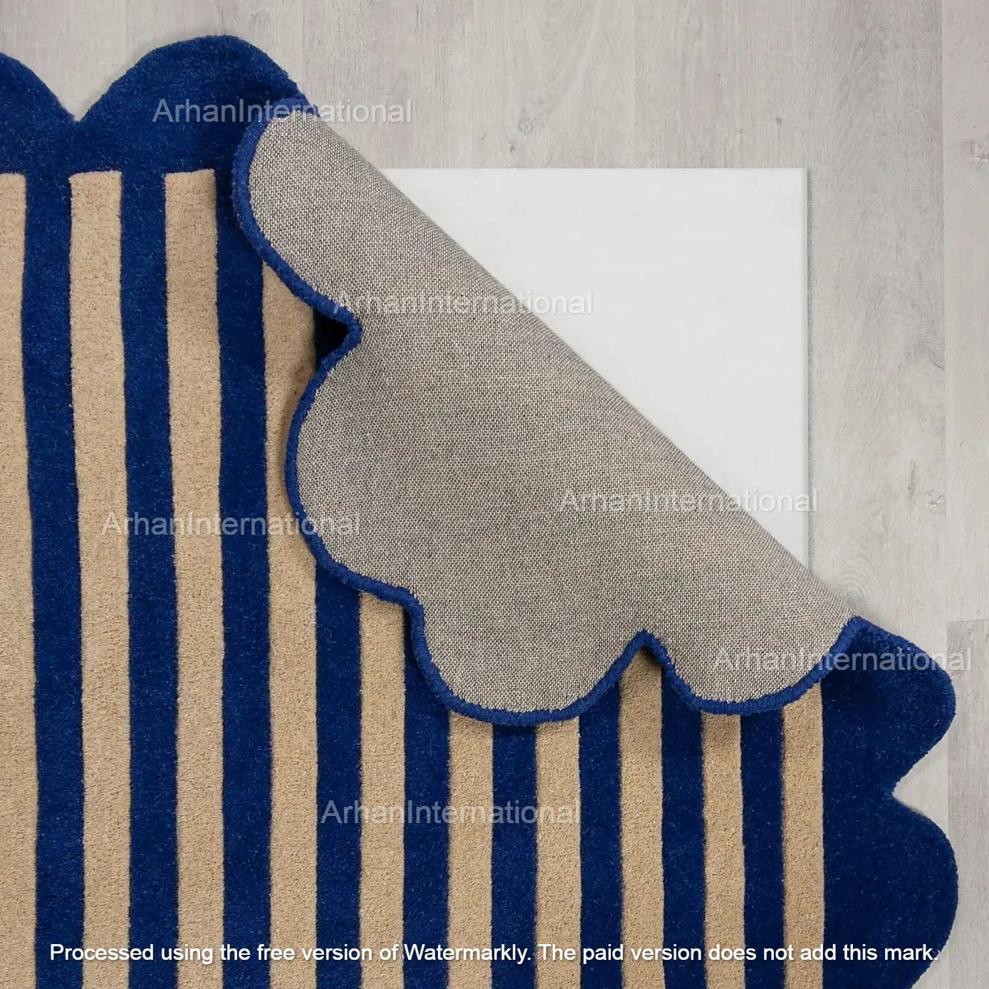 Milo Scallop Blue And Yellow Wool Rug Red/Blue - Image 4