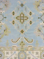 Light Blue Oushak rug | Designer Hand Knotted Turkish Oushak wool rug 5X8 6X9 8X10 9X12 10X14 Living Room Rug | Area Rug Carpet Home Decor - Image 5