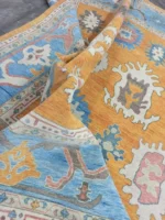 Yellow Oushak rug | Designer Hand Knotted Turkish Oushak wool rug 5X8 6X9 8X10 9X12 10X14 Living Room Rug | Area Rug Carpet Home Decor - Image 8