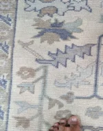 Silver White Oushak rug | Designer Hand Knotted Turkish Oushak wool rug 5X8 6X9 8X10 9X12 10X14 Living Room Rug | Area Rug Carpet Home Decor - Image 4