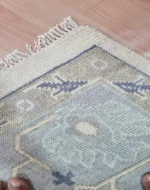Silver White Oushak rug | Designer Hand Knotted Turkish Oushak wool rug 5X8 6X9 8X10 9X12 10X14 Living Room Rug | Area Rug Carpet Home Decor - Image 5