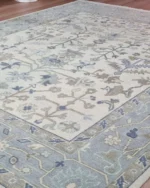 Silver White Oushak rug | Designer Hand Knotted Turkish Oushak wool rug 5X8 6X9 8X10 9X12 10X14 Living Room Rug | Area Rug Carpet Home Decor