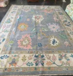 Grey Oushak rug | Designer Hand Knotted Turkish Oushak wool rug 5X8 6X9 8X10 Living Room Rug | Area Rug Carpet Home Decor 55AD