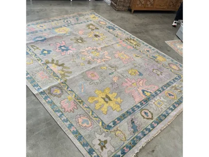 Grey Oushak rug | Designer Hand Knotted Turkish Oushak wool rug 5X8 6X9 8X10 Living Room Rug | Area Rug Carpet Home Decor 56AD