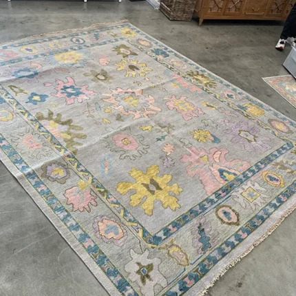 Grey Oushak rug | Designer Hand Knotted Turkish Oushak wool rug 5X8 6X9 8X10 Living Room Rug | Area Rug Carpet Home Decor 56AD