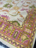 Ivory And Yellow Oushak rug | Designer Hand Knotted Turkish Oushak wool rug 5X8 6X9 8X10 Living Room Rug | Area Rug Carpet Home Decor 56AD - Image 3