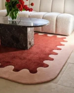 VISCOSE Mordern Design Wool Kids Room Rug Keith RED/GREEN Soft Wool Rug, Playful Design, Wool & Viscose Tufted Rugs, Custom Rugs For Gift