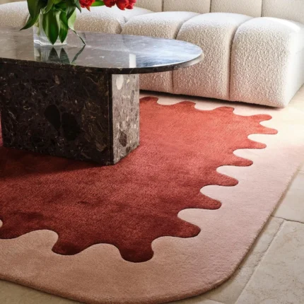 VISCOSE Mordern Design Wool Kids Room Rug Keith RED/GREEN Soft Wool Rug, Playful Design, Wool & Viscose Tufted Rugs, Custom Rugs For Gift