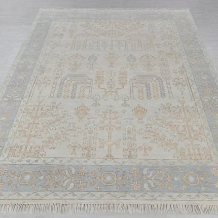 Floral Ivory Oushak Oriental Dining Room Rug 9'x12' Wool Hand-knotted Carpet