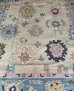 Beige and Blue Oushak Rug Living Room Oriental Oushak Rug Vintage Persian Rug Muted Oushak All Size Customize