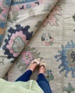 Beige and Blue Oushak Rug Living Room Oriental Oushak Rug Vintage Persian Rug Muted Oushak All Size Customize - Image 5