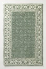 Anthropologie rug Hand-Tufted Tali Rug Floral Design Wool Viscose Rug Persian Style Rug With Pop Of Green And Vibrant Viscose 5x8 6x9 RugS - Image 8