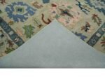 Hand Tufted Beige Blue And Peach Traditional Oushak desing Custom made wool area rug - Image 3